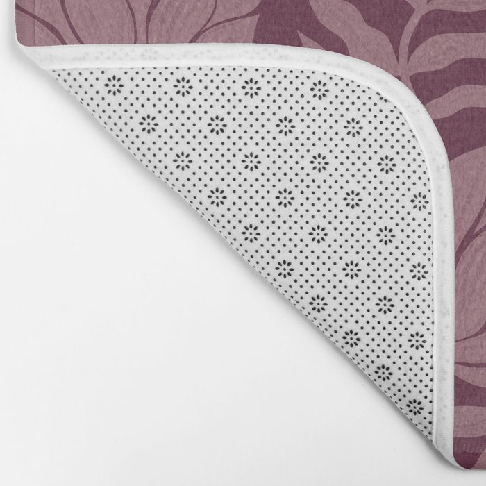 Modern Abstract Wavy Flowers in Plum Violet    Bath Mat Gallery Image 2