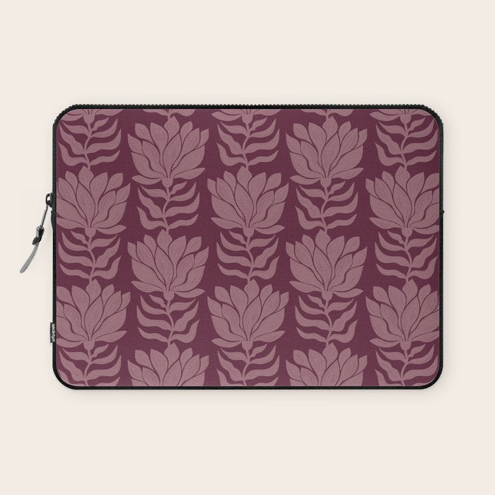 Modern Abstract Wavy Flowers in Plum Violet    Laptop Sleeve Gallery Image 1
