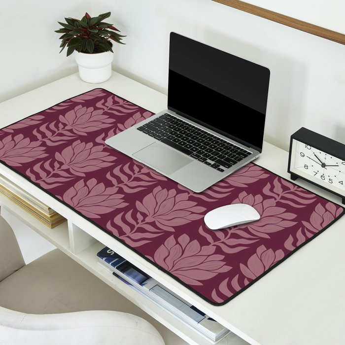 Modern Abstract Wavy Flowers in Plum Violet    Desk Mat Gallery Image 2