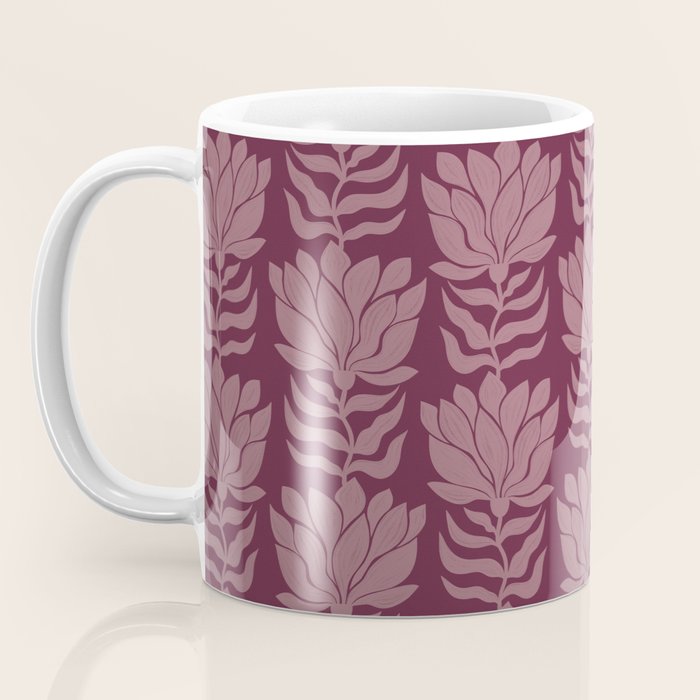 Modern Abstract Wavy Flowers in Plum Violet    Coffee Mug Gallery Image 3