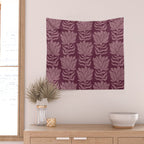 Modern Abstract Wavy Flowers in Plum Violet    Wall Tapestry Gallery Image 2