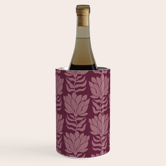 Modern Abstract Wavy Flowers in Plum Violet    Wine Chiller Gallery Image 2