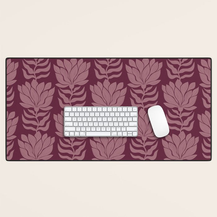 Modern Abstract Wavy Flowers in Plum Violet    Desk Mat Gallery Image 1
