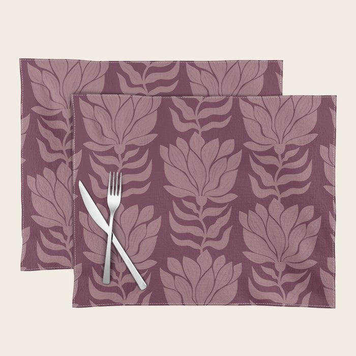 Modern Abstract Wavy Flowers in Plum Violet    Placemat Gallery Image 1