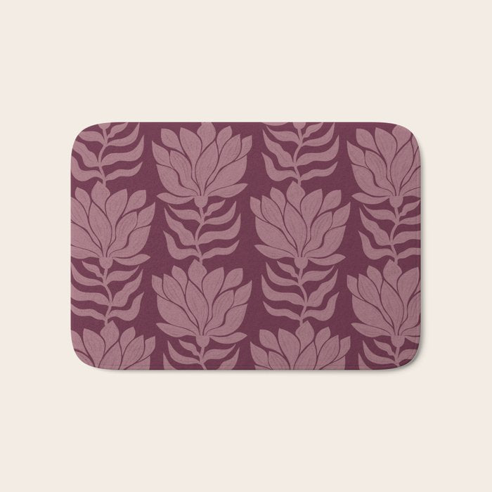 Modern Abstract Wavy Flowers in Plum Violet    Bath Mat Gallery Image 1