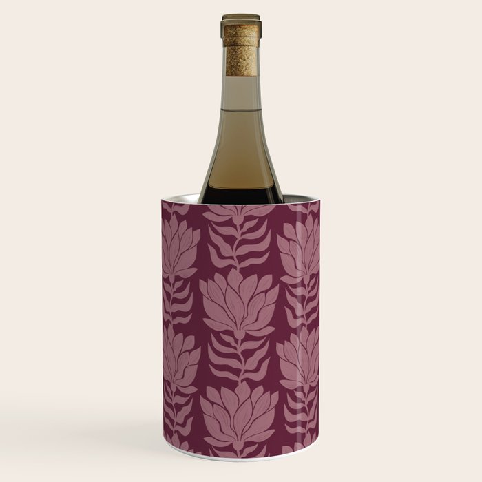 Modern Abstract Wavy Flowers in Plum Violet    Wine Chiller Gallery Image 1
