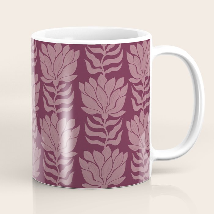 Modern Abstract Wavy Flowers in Plum Violet    Coffee Mug Gallery Image 1
