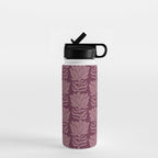 Modern Abstract Wavy Flowers in Plum Violet    Water Bottle Gallery Image 1