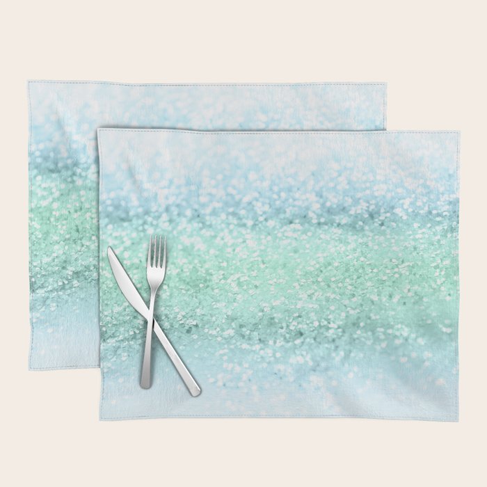 Aqua Seafoam Ocean Glitter #1 (Faux Glitter) #shiny #pastel #decor #art #society6 Placemat Gallery Image 1