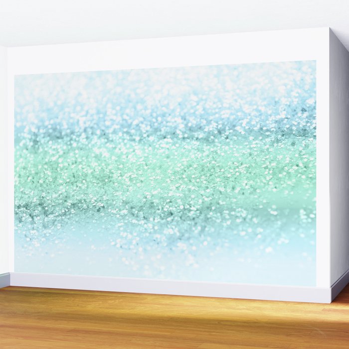 Aqua Seafoam Ocean Glitter #1 (Faux Glitter) #shiny #pastel #decor #art #society6 Wall Mural Gallery Image 2