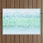 Aqua Seafoam Ocean Glitter #1 (Faux Glitter) #shiny #pastel #decor #art #society6 Outdoor Rug Gallery Image 1
