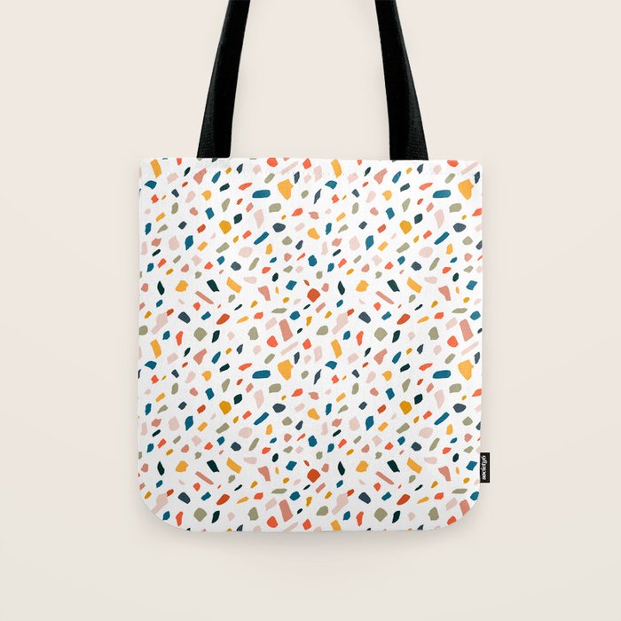 Terrazzo, Abstract Quirky Shapes Bohemian Modern Pattern Confetti Celebration Random Colorful Shapes Tote Bag Gallery Image 1