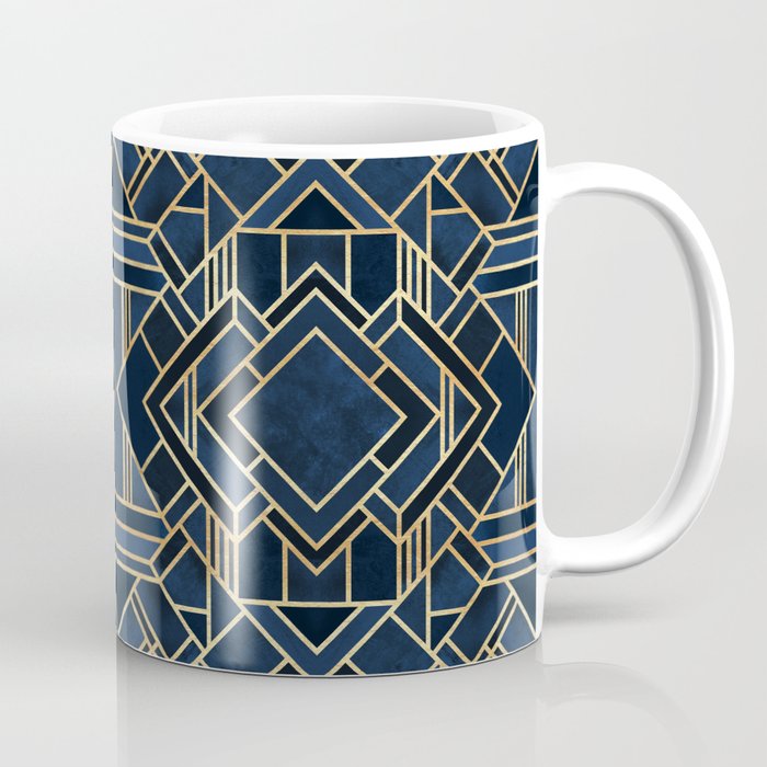 Art Deco Fancy Blue Coffee Mug Gallery Image 1