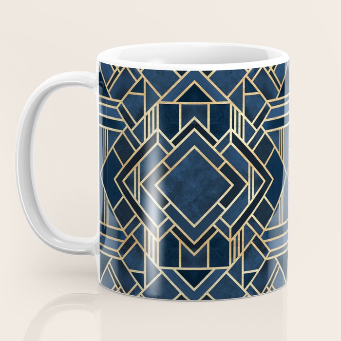 Art Deco Fancy Blue Coffee Mug Gallery Image 3