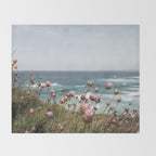 Pink Flowers by the Ocean | Travel Photography in Portugal Art Print | Summer at Bordeira Beach Throw Blanket Gallery Image 2