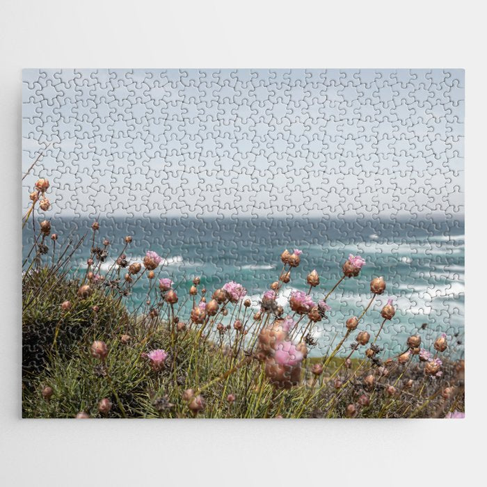 Pink Flowers by the Ocean | Travel Photography in Portugal Art Print | Summer at Bordeira Beach Jigsaw Puzzle Gallery Image 1