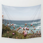 Pink Flowers by the Ocean | Travel Photography in Portugal Art Print | Summer at Bordeira Beach Wall Tapestry Gallery Image 4