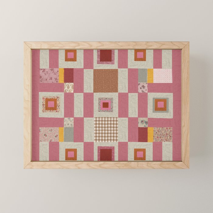 Pink Cottage Quilt Mini Art Print Gallery Image 1