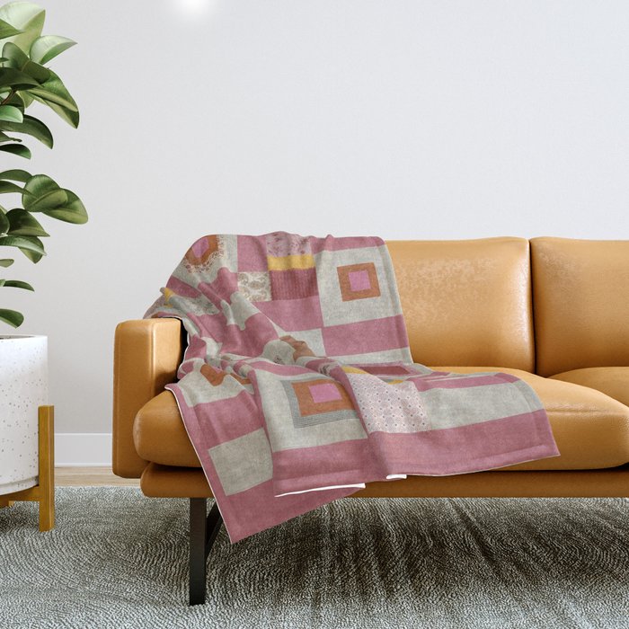 Pink Cottage Quilt Throw Blanket Gallery Image 1