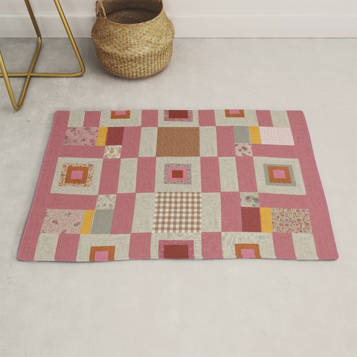 Pink Cottage Quilt Rug Gallery Image 1