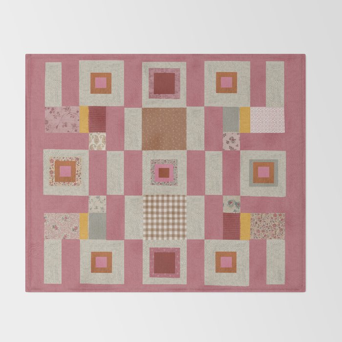 Pink Cottage Quilt Throw Blanket Gallery Image 2