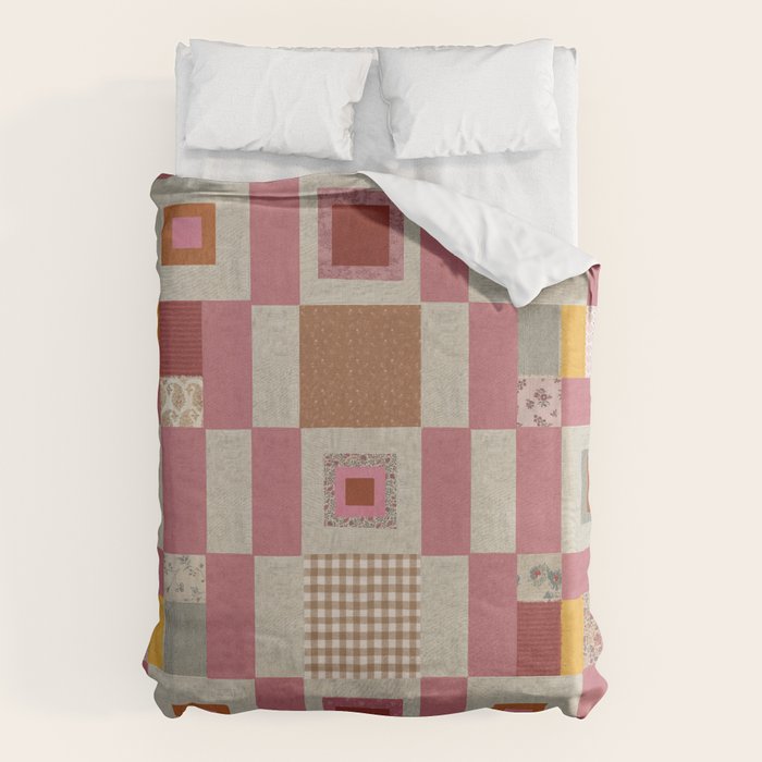 Pink Cottage Quilt Duvet Cover Gallery Image 1