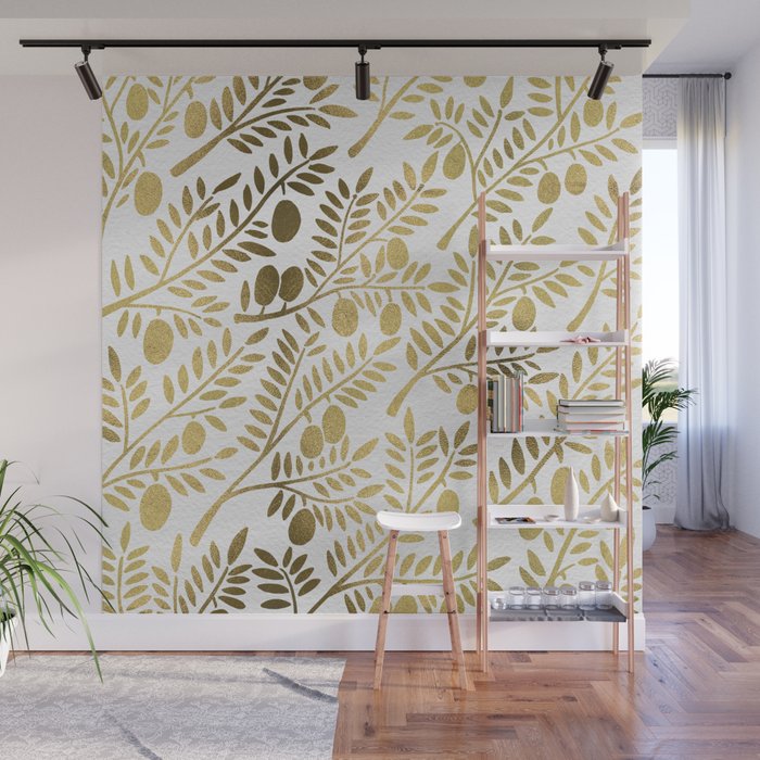Gold Olive Branches Wall Mural Gallery Image 1