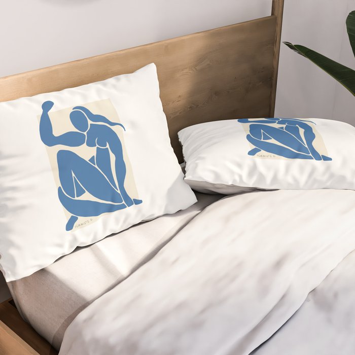 NUDE FEMINISTE - Feminist Art - Matisse Nude Blue Pillow Sham Gallery Image 2