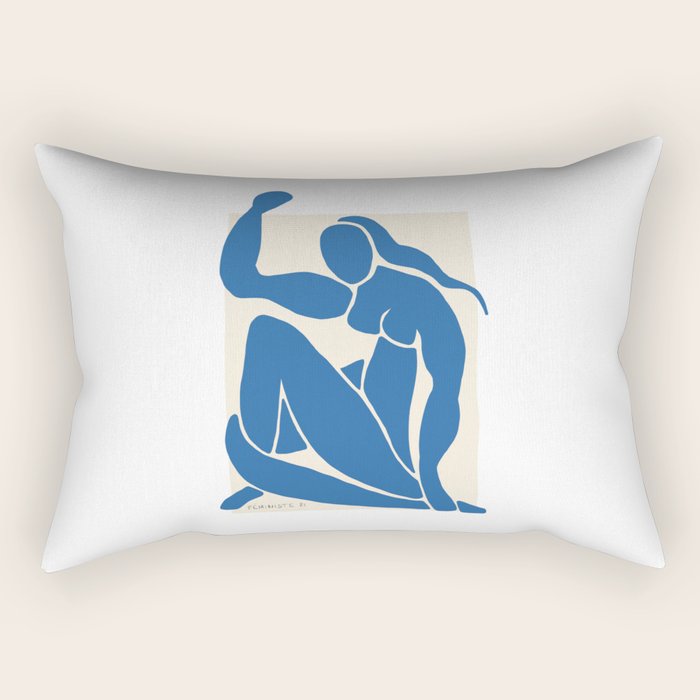 NUDE FEMINISTE - Feminist Art - Matisse Nude Blue Rectangular Pillow Gallery Image 2