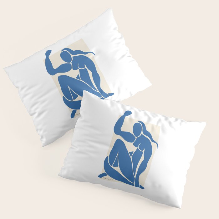 NUDE FEMINISTE - Feminist Art - Matisse Nude Blue Pillow Sham Gallery Image 3