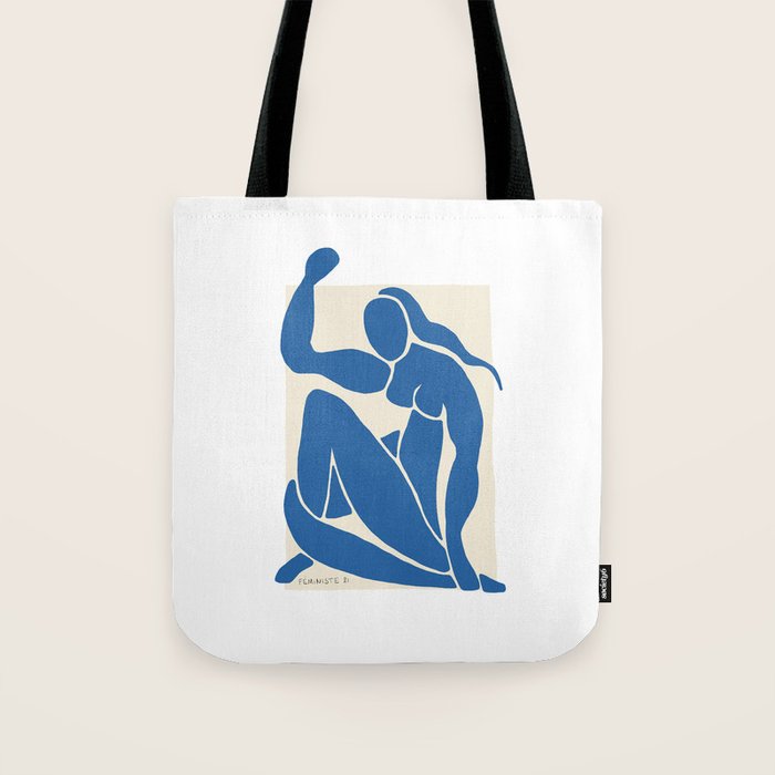 NUDE FEMINISTE - Feminist Art - Matisse Nude Blue Tote Bag Gallery Image 1