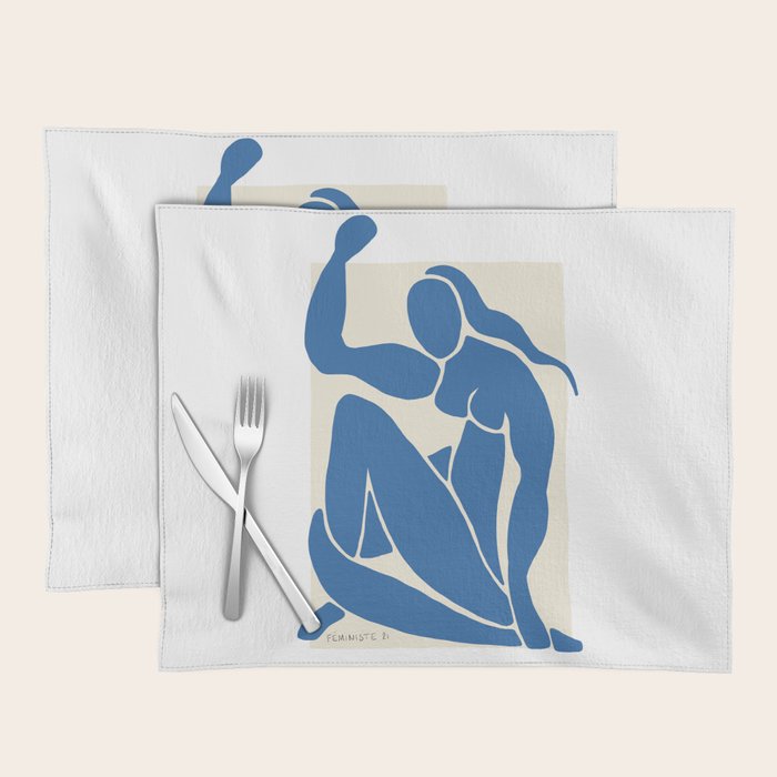 NUDE FEMINISTE - Feminist Art - Matisse Nude Blue Placemat Gallery Image 1