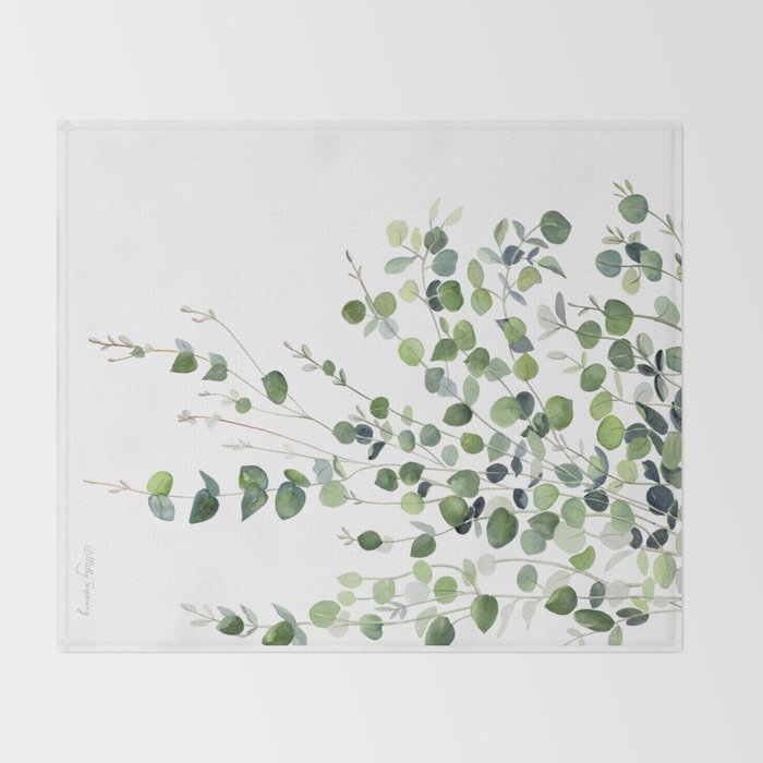 Eucalyptus Watercolor Throw Blanket Gallery Image 2