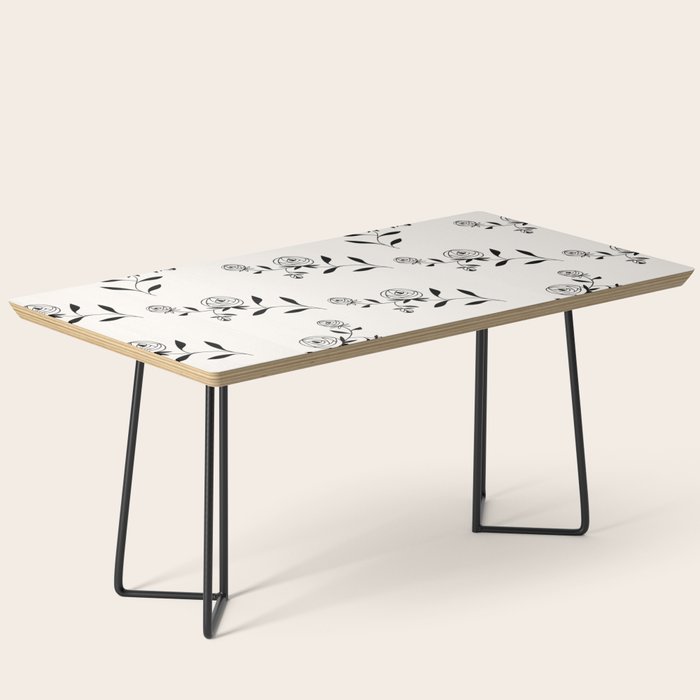 Abstract Rose Pattern - Black and Ivory Coffee Table Gallery Image 1