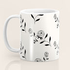 Abstract Rose Pattern - Black and Ivory Coffee Mug Gallery Image 3
