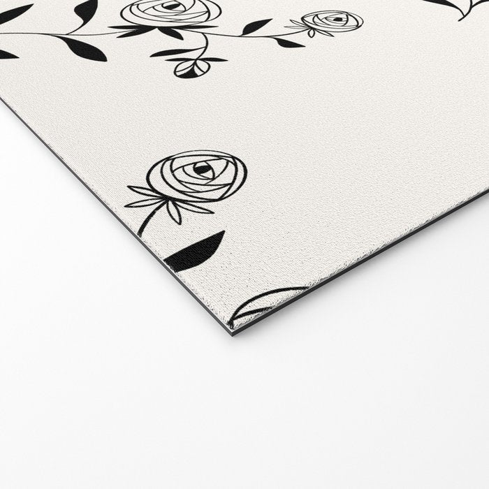 Abstract Rose Pattern - Black and Ivory Welcome Mat Gallery Image 2