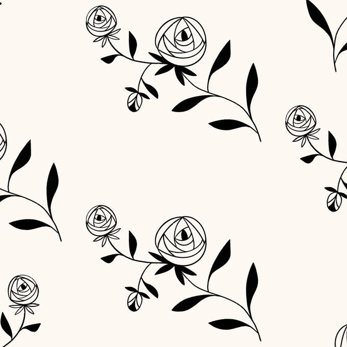 Abstract Rose Pattern - Black and Ivory Coffee Mug Gallery Image 2