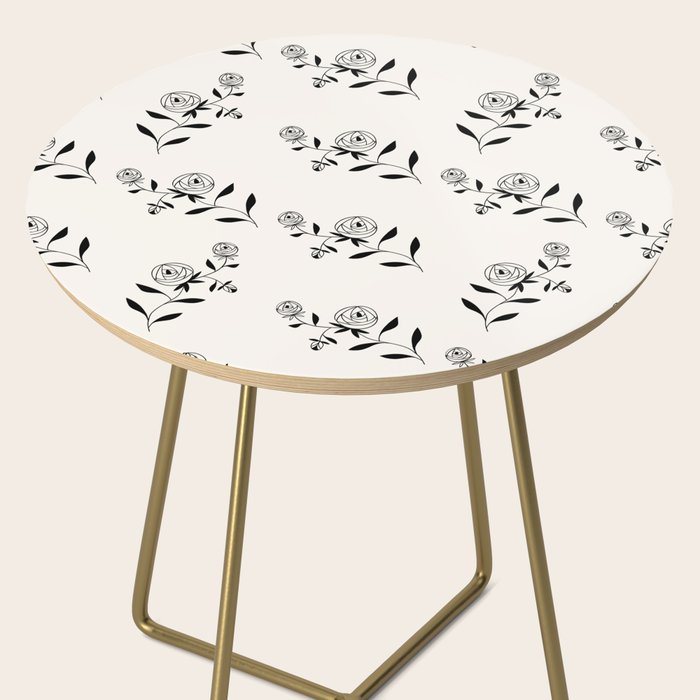 Abstract Rose Pattern - Black and Ivory Side Table Gallery Image 2