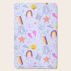 Happy Smiley Face & Retro Rainbows in Periwinkle & Pink Cutting Board Gallery Image 1