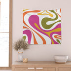 Retro Mod Swirl Vintage Contemporary Abstract Pattern Wall Tapestry Gallery Image 2