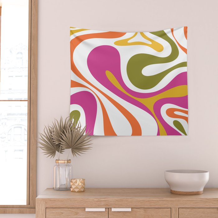 Retro Mod Swirl Vintage Contemporary Abstract Pattern Wall Tapestry Gallery Image 2