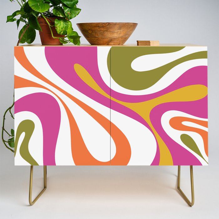 Retro Mod Swirl Vintage Contemporary Abstract Pattern Credenza Gallery Image 1