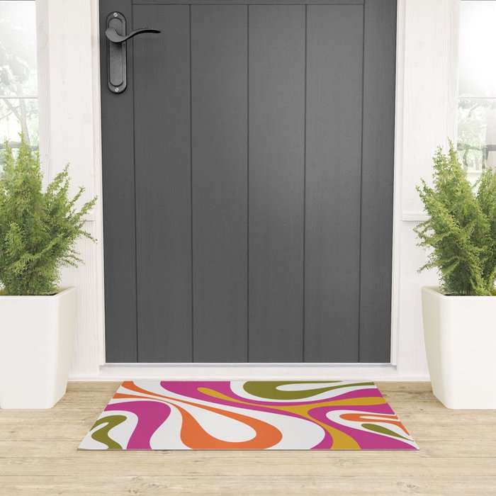 Retro Mod Swirl Vintage Contemporary Abstract Pattern Welcome Mat Gallery Image 3