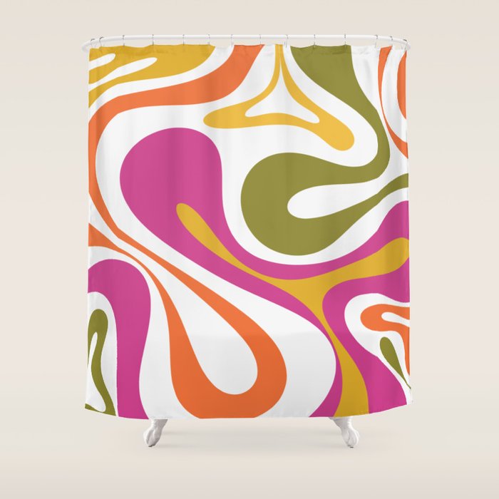 Retro Mod Swirl Vintage Contemporary Abstract Pattern Shower Curtain Gallery Image 1