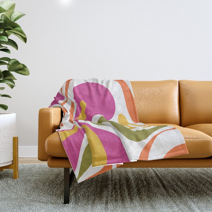 Retro Mod Swirl Vintage Contemporary Abstract Pattern Throw Blanket Gallery Image 1