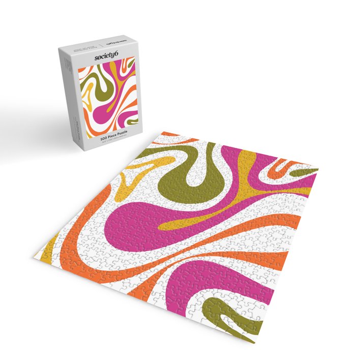 Retro Mod Swirl Vintage Contemporary Abstract Pattern Jigsaw Puzzle Gallery Image 2