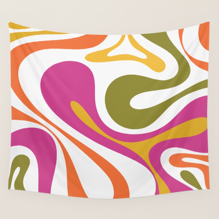 Retro Mod Swirl Vintage Contemporary Abstract Pattern Wall Tapestry Gallery Image 4