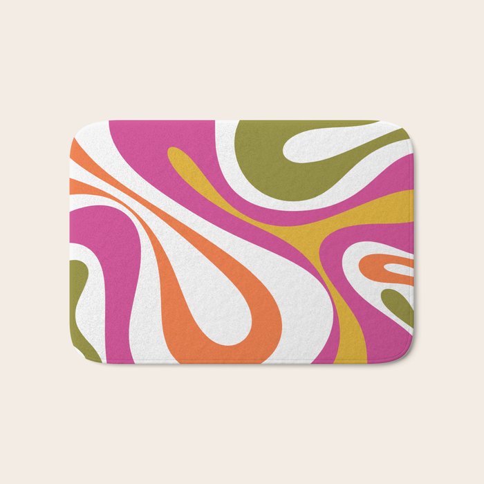 Retro Mod Swirl Vintage Contemporary Abstract Pattern Bath Mat Gallery Image 1