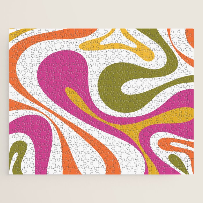 Retro Mod Swirl Vintage Contemporary Abstract Pattern Jigsaw Puzzle Gallery Image 1