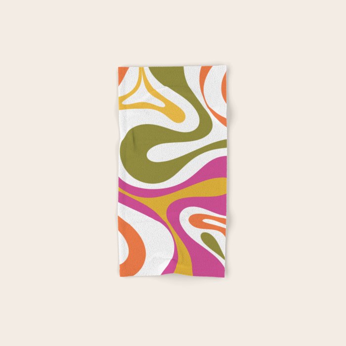 Retro Mod Swirl Vintage Contemporary Abstract Pattern Bath Towel Gallery Image 1